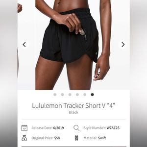 Lululemon Tracker Short V *4"